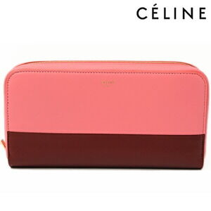 Celine Long Wallet Zippered Lambskin Pink Zip